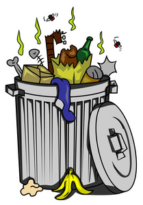 臭臭味及面部表情概念邻居臭公寓卡通组合放弃了又脏又臭的厨房堆垃圾