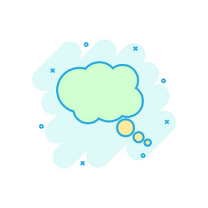 漫画风格的卡通色彩思想气泡图标.思考气泡图象形文字.