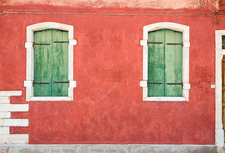 多彩的房子被布拉诺岛，威尼斯，意大利