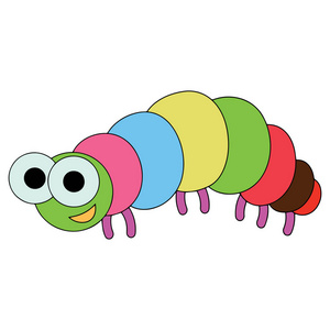 可爱的卡通毛毛虫在白色背景的儿童版画, t恤, 彩色书, 有趣和友好的