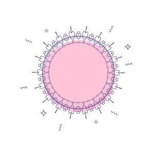 带框的圆形横幅。矢量插图
