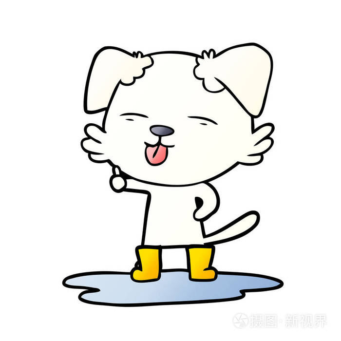 卡通狗伸出舌头在水坑插画-正版商用图片07t3yx-摄图新视界