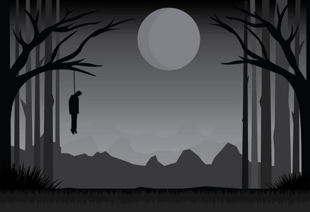 哀伤的忧郁垂悬的人照片