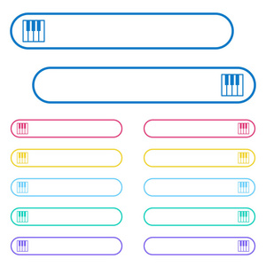 在圆形颜色菜单按钮的钢琴键盘图标。左侧和右侧图标变体