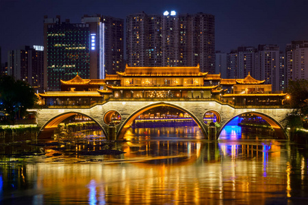 安顺大桥夜景, 成都, 中国