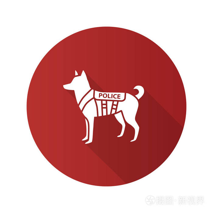 k9警犬平面设计长影字形图标德国牧羊人军用犬品种矢量剪影插图