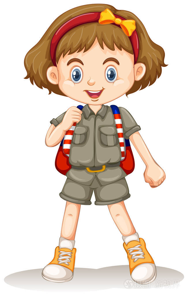 一个可爱的女童子军在白色背景插画-正版商用图片07tufg-摄图新视界