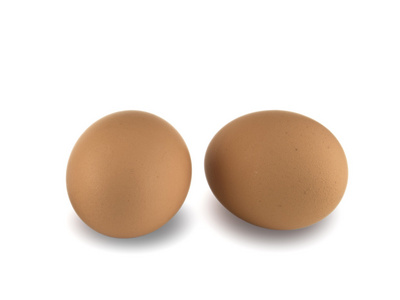 在白色背景上的两个鸡蛋