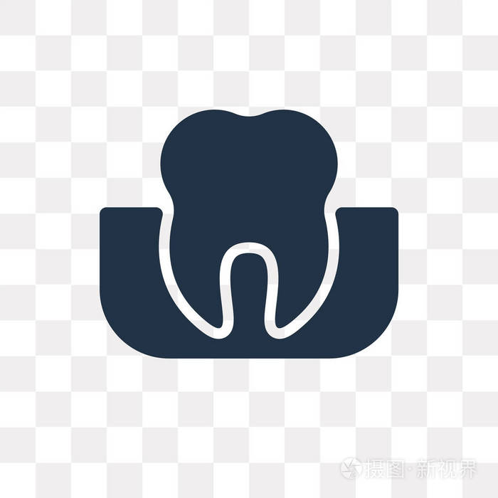 牙齿矢量图标在透明背景下隔离, 牙齿透明度概念可用于 web 和移动