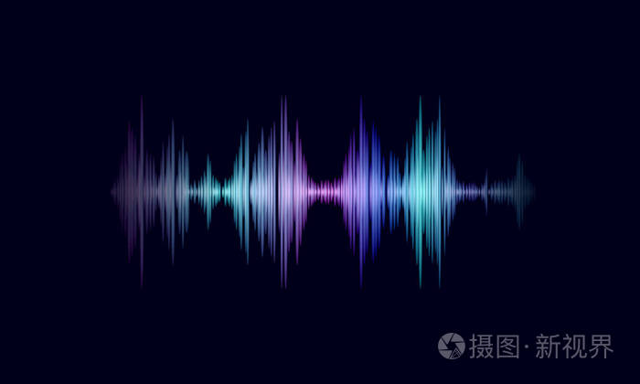 声音振荡波五颜六色的发光音乐.识别语音助理技术波形.