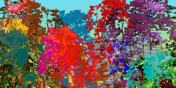 深部森林中大树的数字绘画纹理色彩