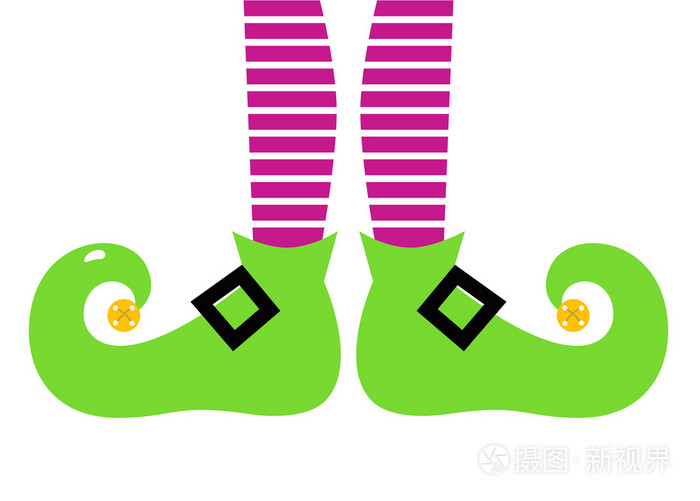 可爱卡通多彩精灵腿上白色隔离
