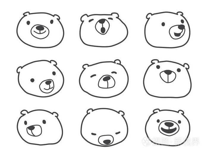 熊矢量北极熊脸头插图卡通人物插画-正版商用图片07u49y-摄图新视界