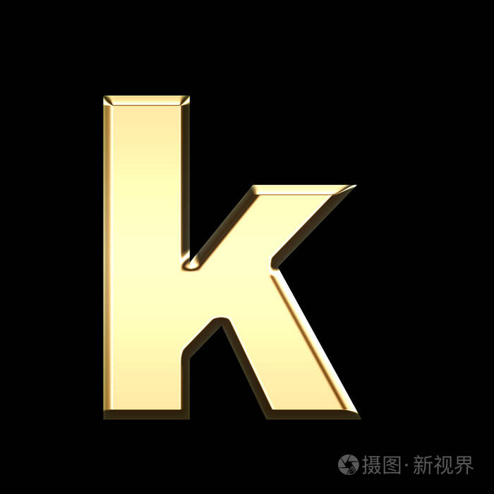金黄英语字母k在黑色背景信件例证