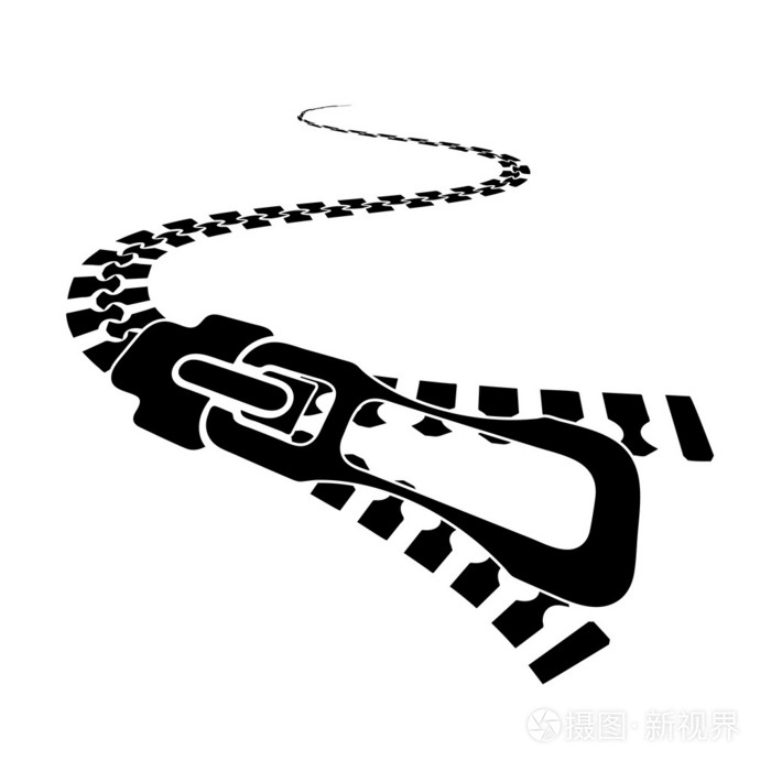 剪影金属拉链在白色背景上的视角插画-正版商用图片07u4t2-摄图新视界