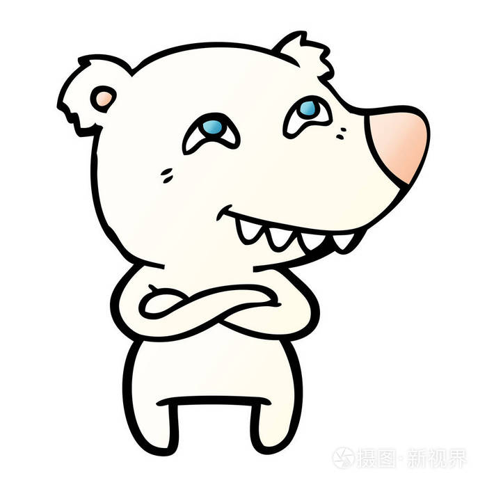 卡通北极熊显示牙齿