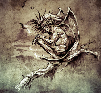 石像鬼妖,设计元素在文塔矢量美丽的框架.万圣节快乐.