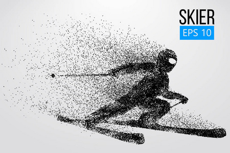 一个滑雪者跳跃查出的剪影。向量例证