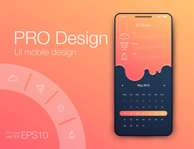日期应用程序 Ui 设计概念股票向量