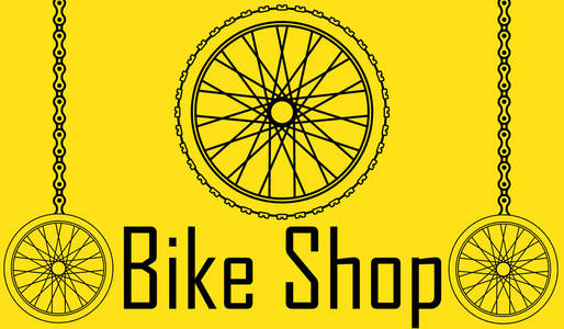 自行车海报矢量插图。车轮自行车明信片