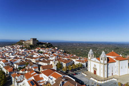 葡萄牙 Alentejo 维亚纳村鸟瞰图概念为旅行在葡萄牙和最美丽的地方在葡萄牙