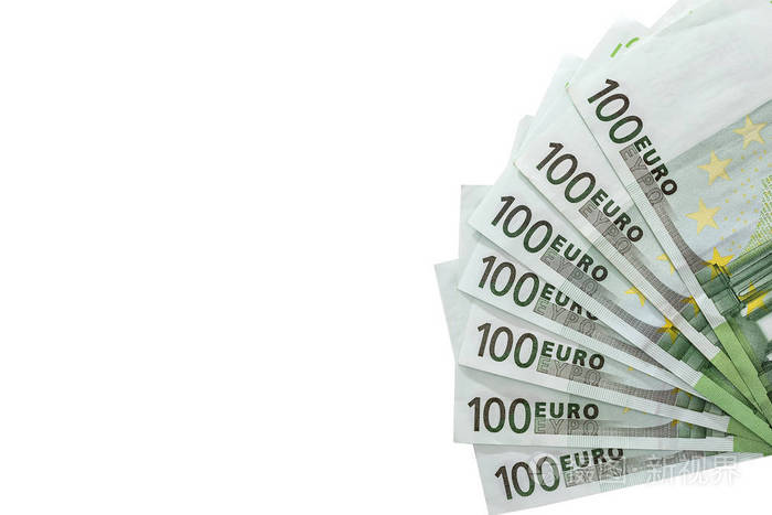 在白色背景上隔离100欧元纸币