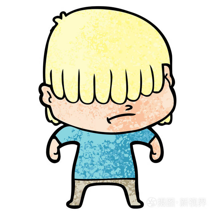 凌乱的头发的卡通男孩