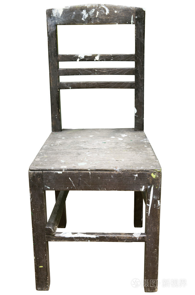 孤立在白色背景上的老式木椅