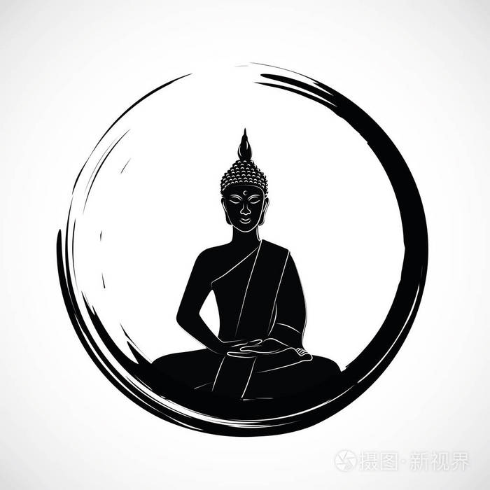 禅圆与冥想佛剪影