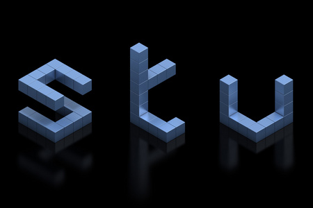 立体 3d 字体字母 s t u