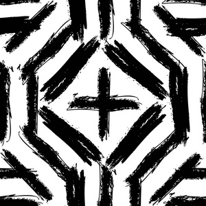 白色背景上的黑白简单抽象无缝图案照片