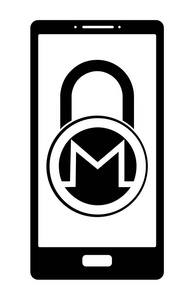 电子安全锁的 monero 在电话里, 矢量图标。矢量设计