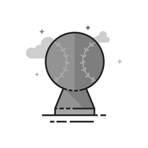 奖杯图标在平面轮廓的灰度风格。矢量插图