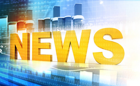 数字背景下的文字新闻.3d 渲染照片