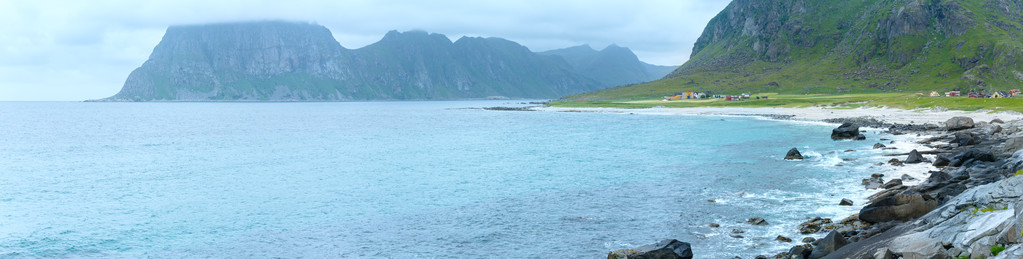 豪克兰海滩夏季全景挪威抢劫。