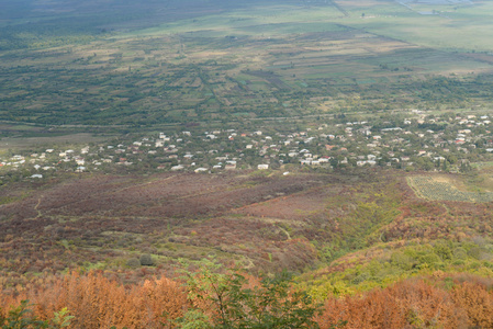 在秋天，希格，Kakheti 地区的 Alazani 谷鸟瞰图