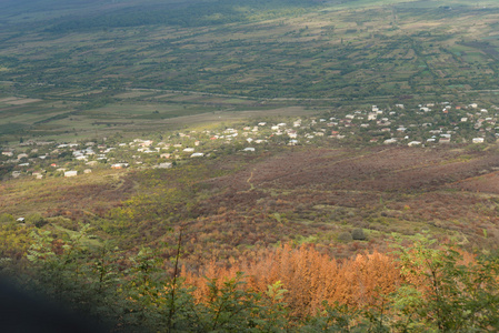 在秋天，希格，Kakheti 地区的 Alazani 谷鸟瞰图