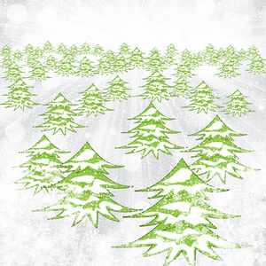 抽象冬季背景与树木和雪花