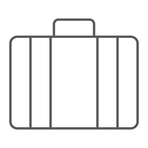 行李薄线图标, briedfcase 和行李, 袋符号矢量图形, 一个线性模式在白色背景, eps 10