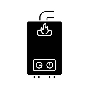 燃气热水器黑色字形图标