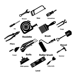 建筑手工具图标设置, 简单的风格