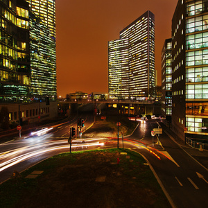 夜景的金融区，法国巴黎拉德芳斯