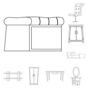 家具和公寓符号的矢量设计。家具和家庭股票矢量图集