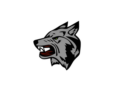 愤怒的狼头.美丽的狼纹身.野狼标志矢量股票照片