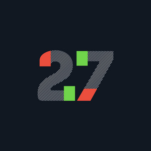 企业号行数字27号徽标图标, 几何企业标识, 矢量插图照片