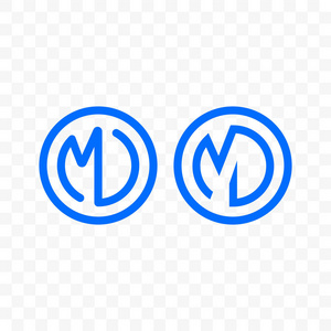 字母 M D 连字字母矢量线圆圈图标