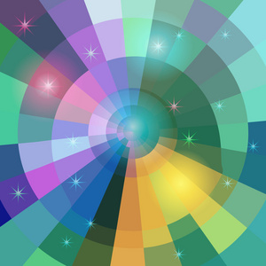 太阳和岩石海岸的红帆插画风格的彩绘玻璃窗与抽象太阳明亮的框架,圆