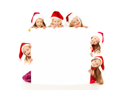 圣诞节儿童与白色横幅