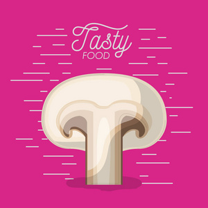 蘑菇美食海报在洋红色背景图片
