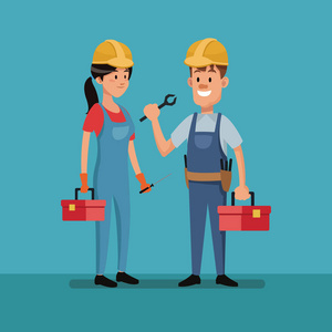 情侣工建筑工具服装劳动日照片
